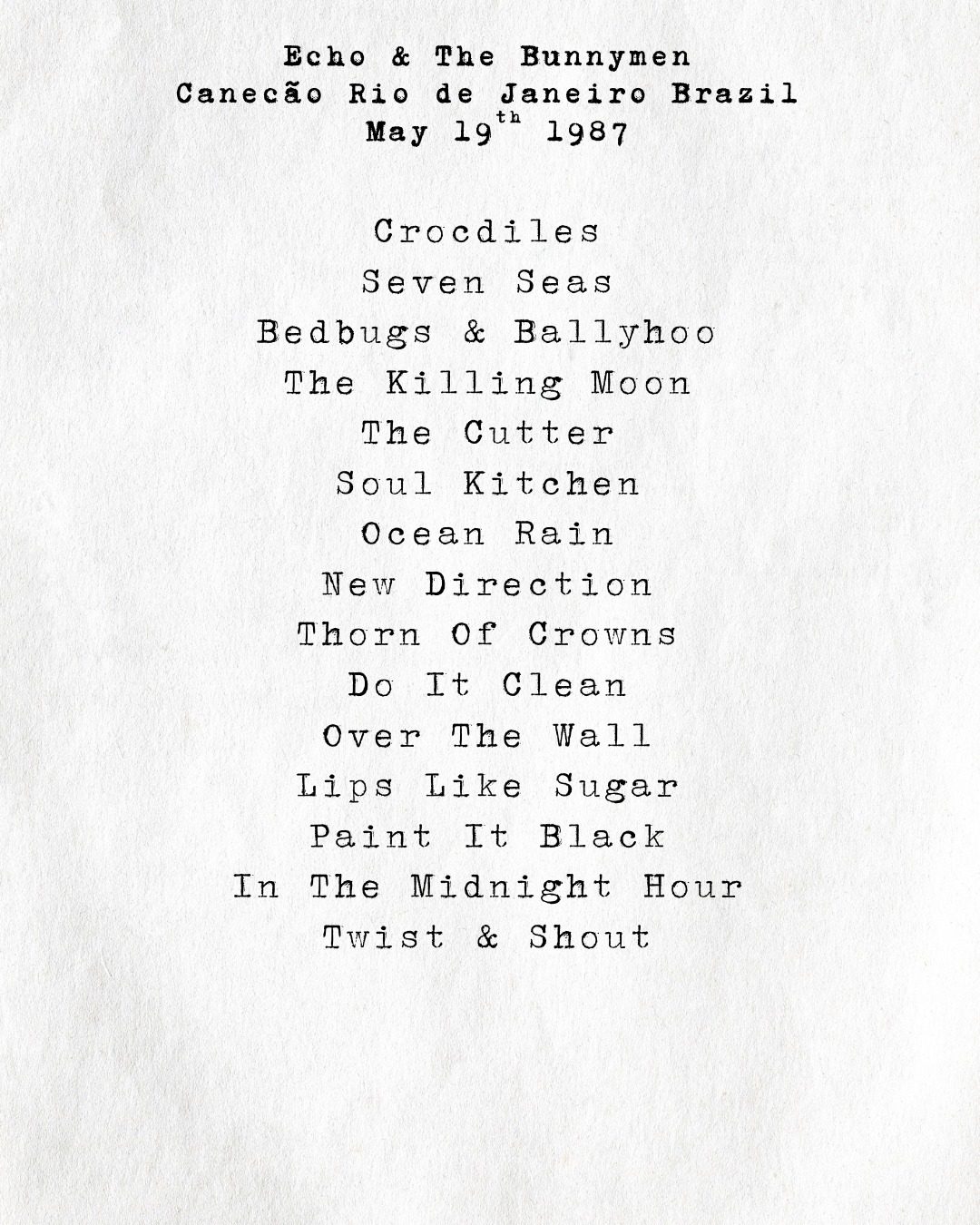This is the set list of dreams, were you there ?
We might have messed up the order, but hey, who cares, we don't 🐰🎸🥁
