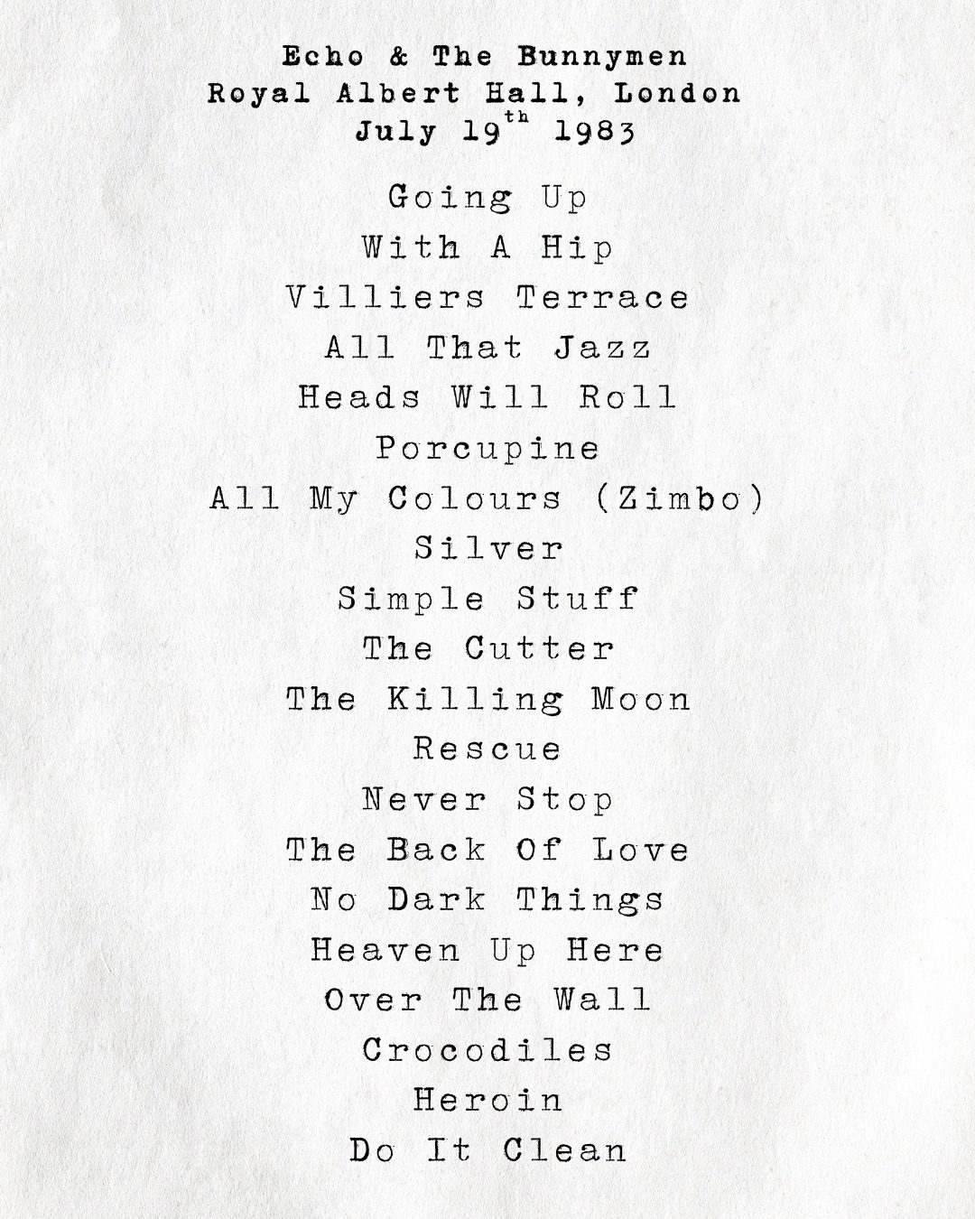 Royal Albert Hall London July 19th 1983
