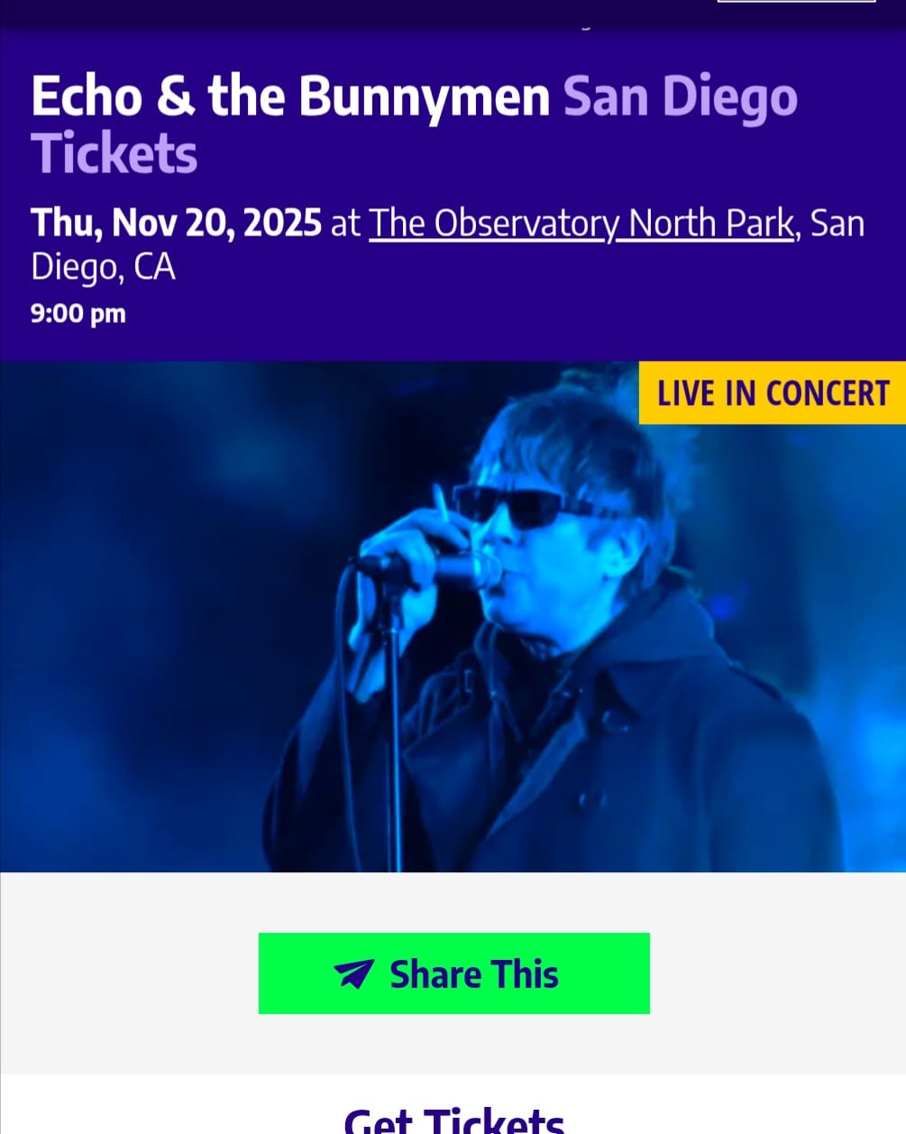 Bunnysters, this is a fake link. We are not playing in wonderful San Diego later in the year. DO NOT BUY TICKETS.