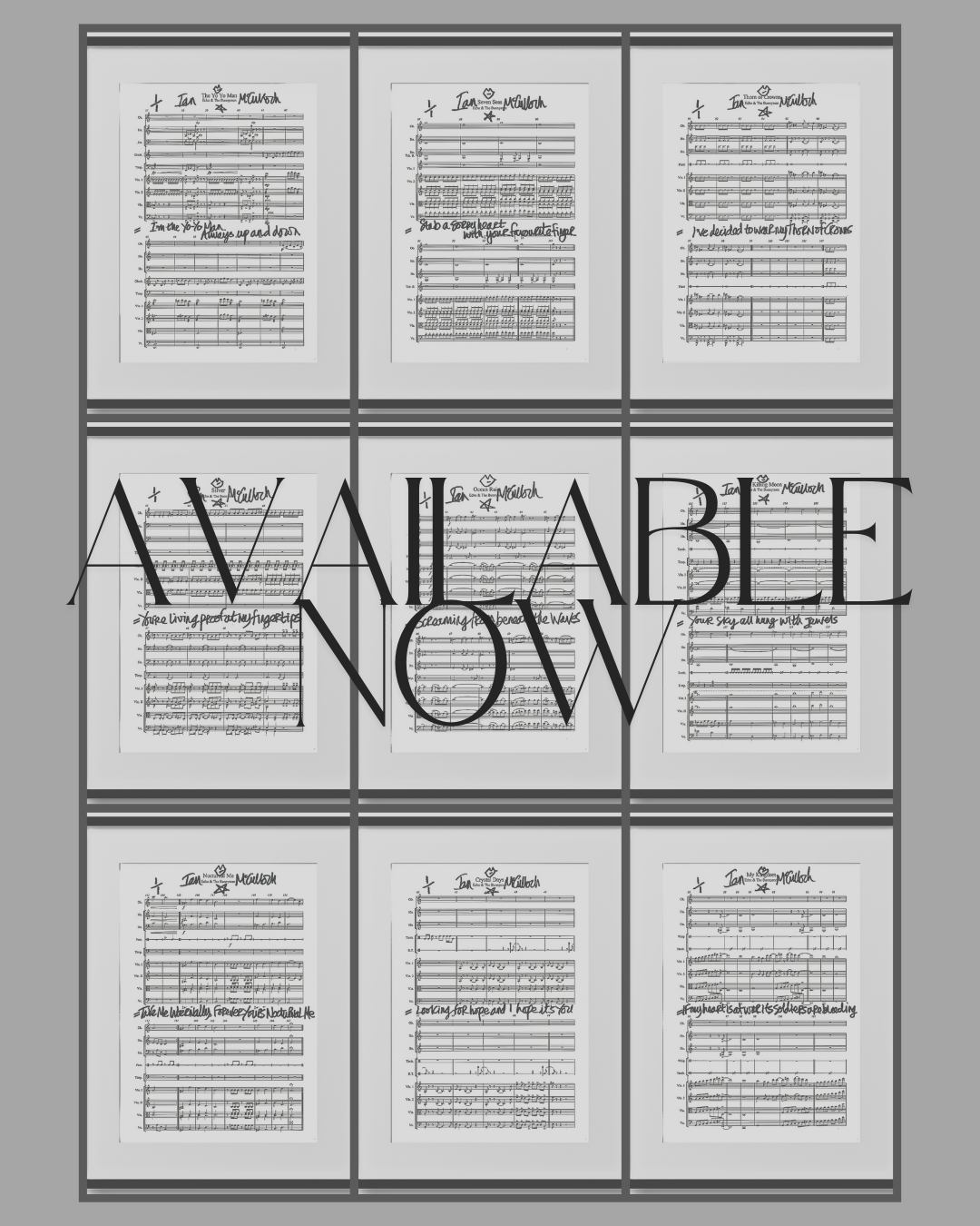 ON SALE NOW.
Each score is signed by Ian McCulloch and includes a handwritten lyric by Ian McCulloch.
Printed on heavy weight textured paper and numbered 1/1 to denote the handwriting is unique.
This is a must-have for any Echo & the Bunnymen fan. Order your favourite track today!
Quantities are limited, and released in batches of 50 at a time, so don't miss out!
AVAILABLE VIA LINK IN BIO