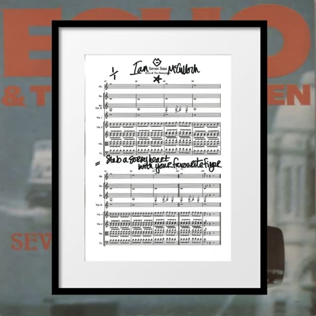 Stab a sorry heart
with your favourite finger
paint the whole world blue
and stop your tears from stinging
hear the cavemen singing
good news they're bringing
Seven seas
Ian McCulloch limited signed and lyric music scores available now
https://ianmcculloch.myshopify.com