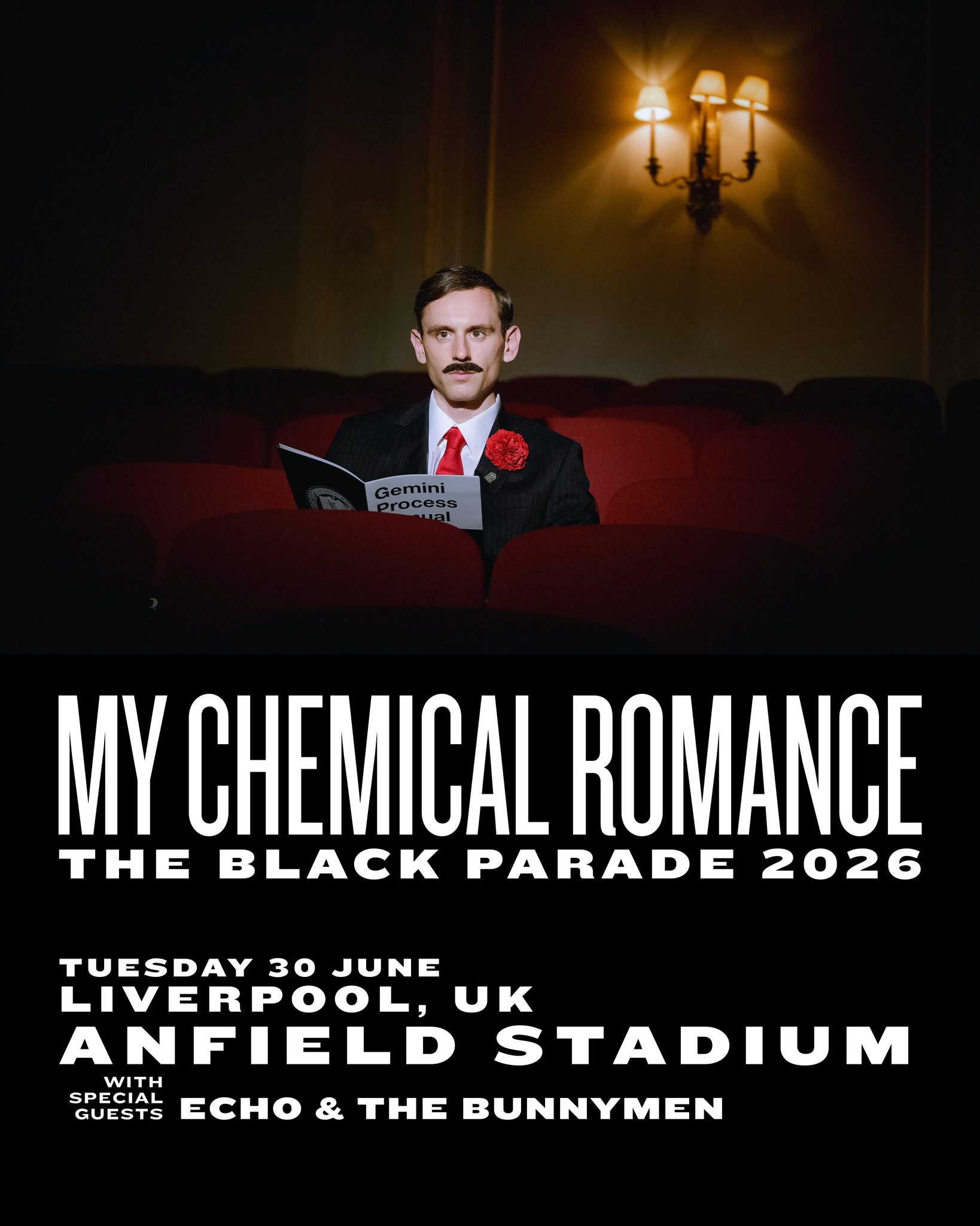 We're pleased to be playing with @mychemicalromance  at Anfield, Liverpool on the 30th June 2026. Tickets available via usual outlets.