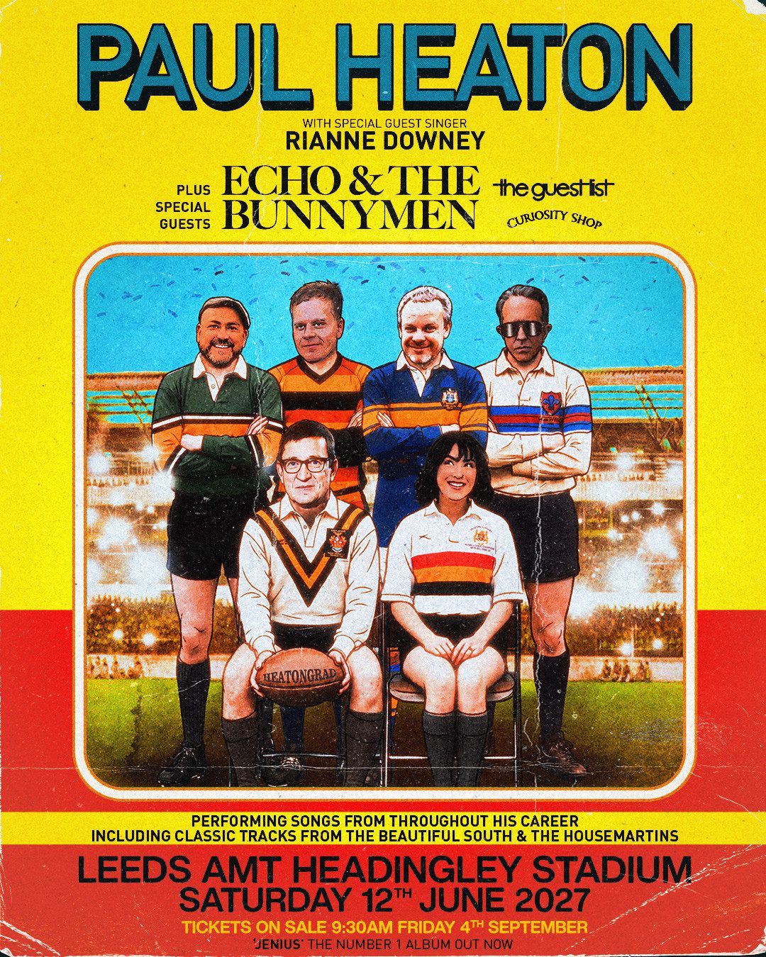 We’re pleased to announce that Echo & The Bunnymen will be joining Paul Heaton at his huge show at AMT Headingley Stadium, Leeds, on 12th June 2027.
Tickets go on sale 4th September.
See you in Leeds! 🐰🍎🏏